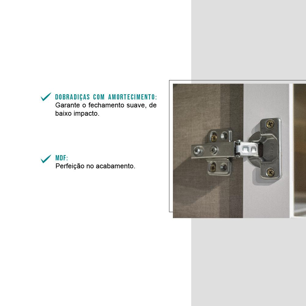 Armário Aéreo Milla com Portas de Vidro e Branco MDF 120cm Carraro