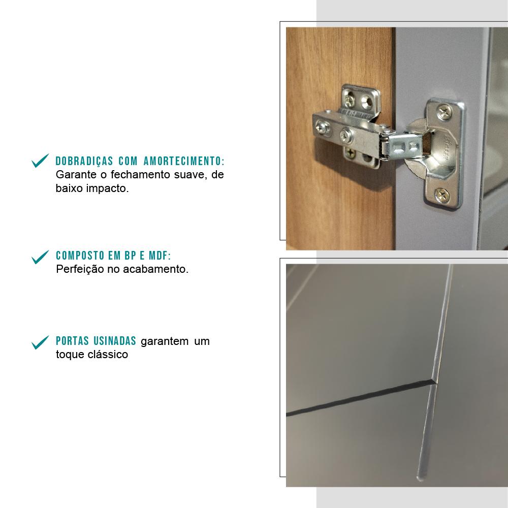 Armário Aéreo Milla com Portas de Vidro e Nog/Cinza 120 Carraro