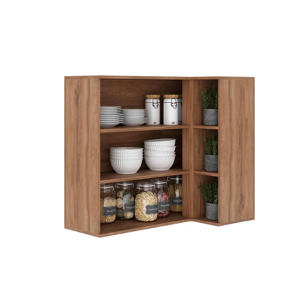 Armário Aéreo de Canto Milla 2 Portas Nog/Cinza 80 cm Carraro