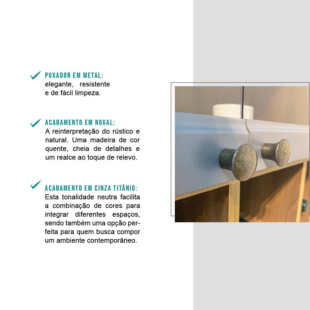 Armário Aéreo de Canto Milla 2 Portas Nog/Cinza 80 cm Carraro