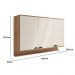 Armário Aéreo de Cozinha 1200mm 3 Portas c/ Porta Temperos Lótus Carraro Freijó c/ Off White