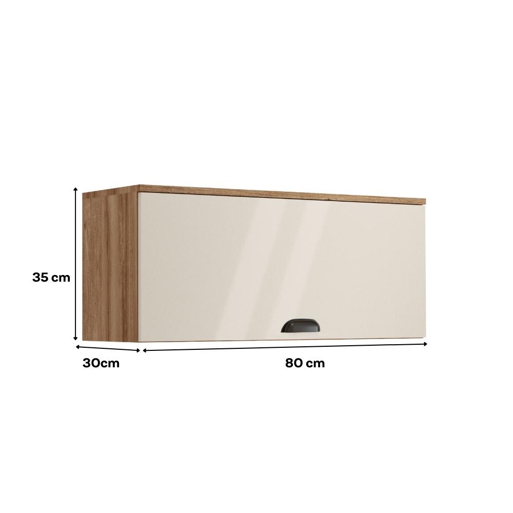 Armário Aéreo de Cozinha 800mm 1 Pta Lótus Carraro Freijó/Off W