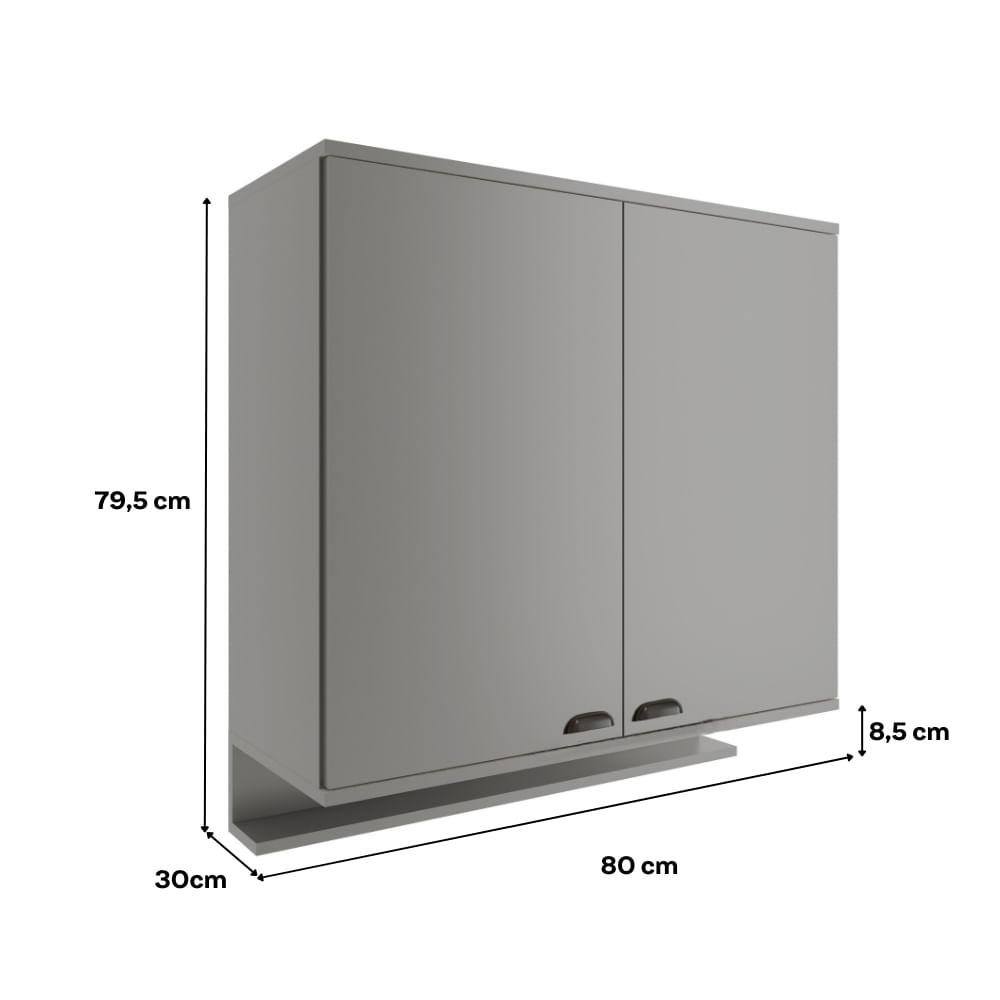 Armário Aéreo de Cozinha 800mm 2 Portas c/ Porta Temperos Lótus Carraro Titânio