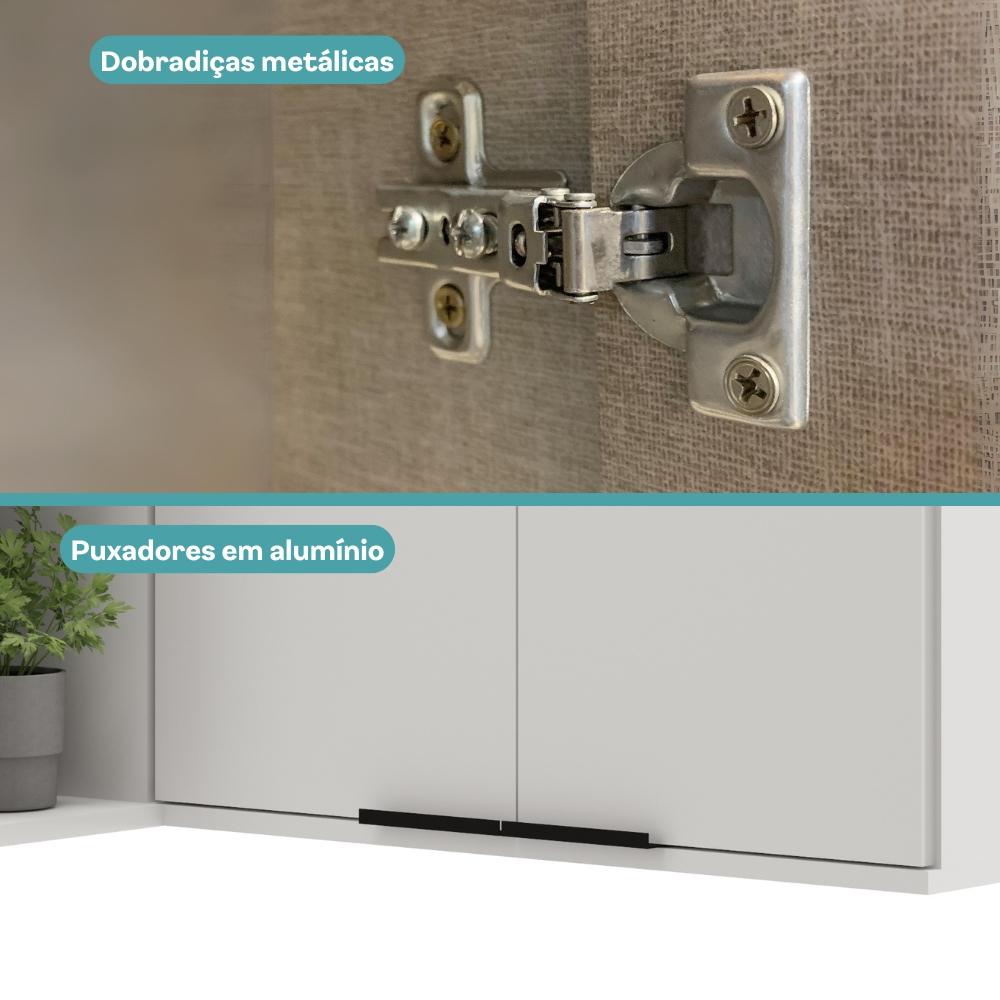 Armário Aéreo de Cozinha Miami 2 Portas com Nicho de Canto Carraro Branco