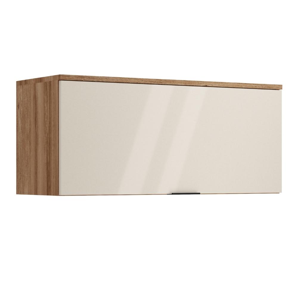 Armário Aéreo de Cozinha Miami 800mm 1 Porta Carraro Freijó com Off White