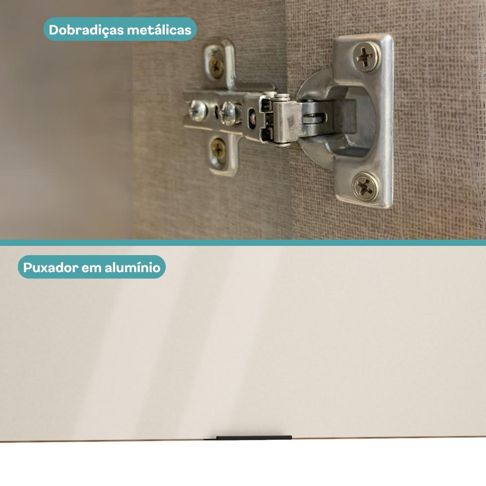 Armário Aéreo de Cozinha Miami 800mm 1 Porta Carraro Freijó com Off White