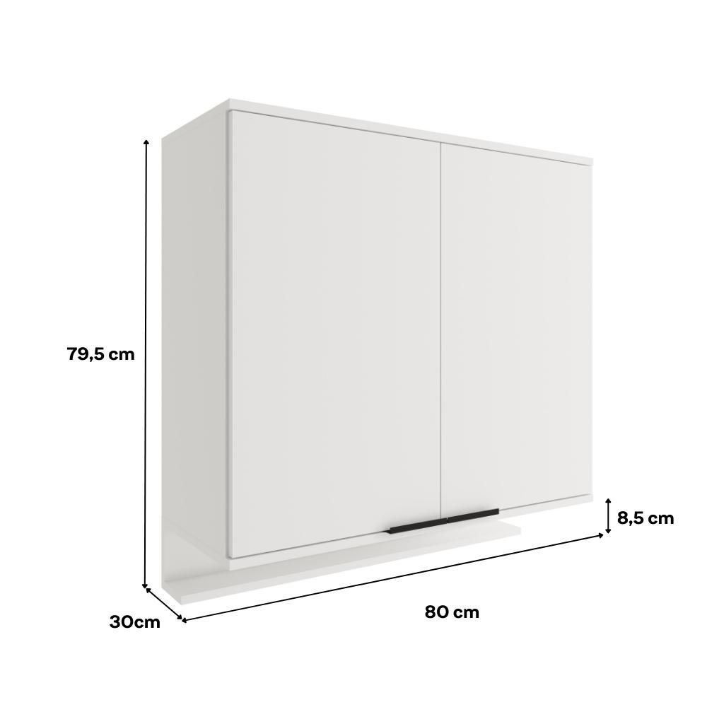 Armário Aéreo de Cozinha Miami 800mm 2 Portas c Porta Temperos Carraro Branco
