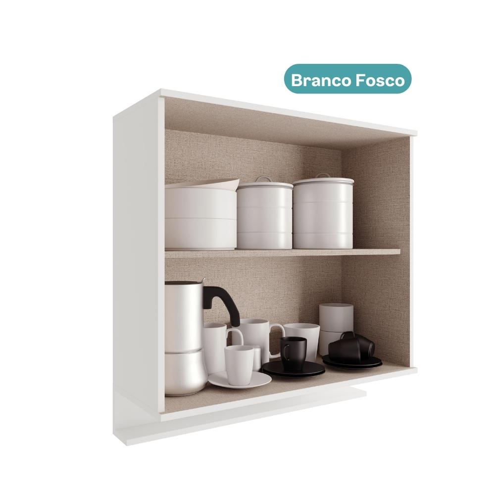 Armário Aéreo de Cozinha Miami 800mm 2 Portas c Porta Temperos Carraro Branco