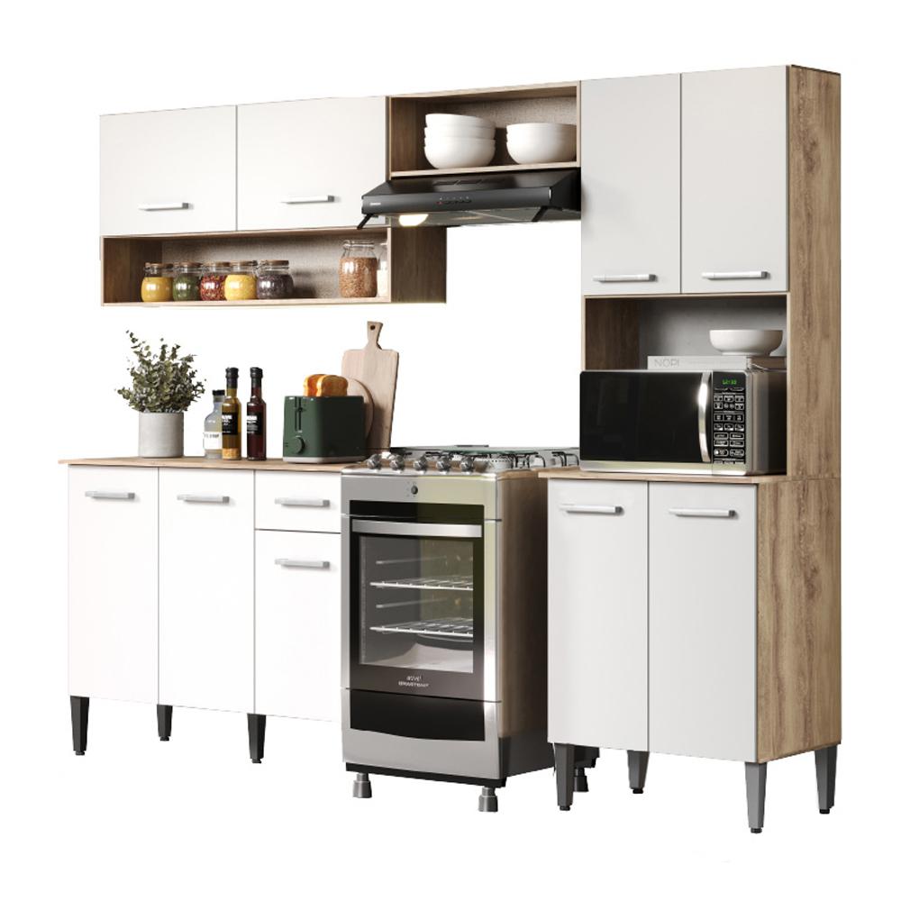 Armário Cozinha Compacta Arizona Essence Carraro - Carvalho/Branco