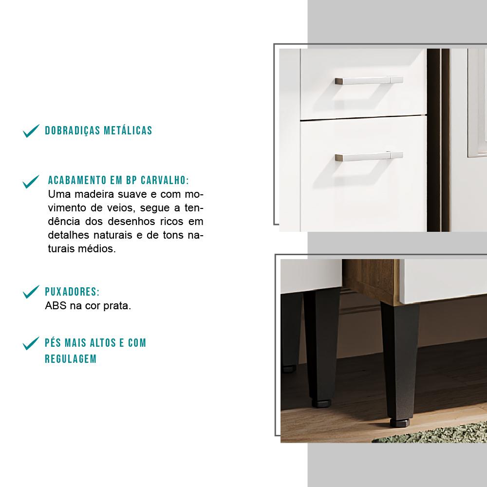 Armário Cozinha Compacta Arizona Essence Carraro - Carvalho/Branco