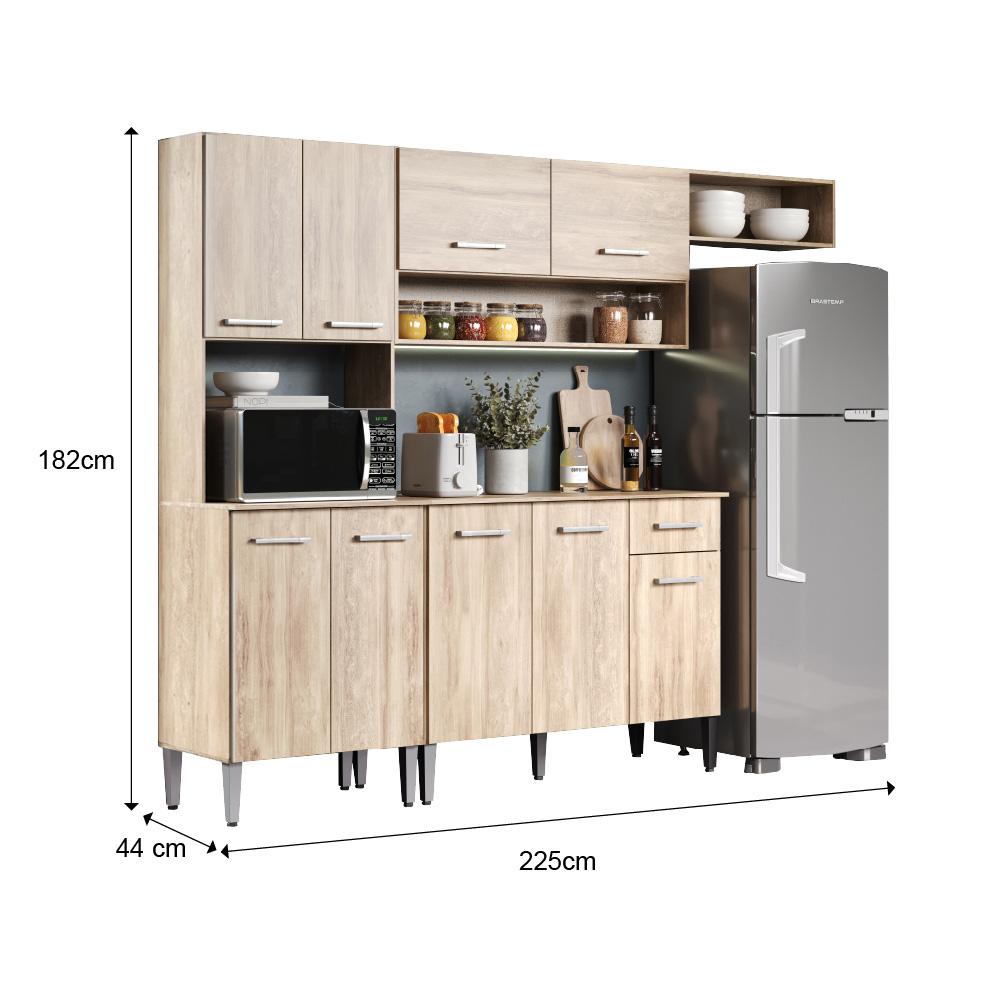 Armário Cozinha Compacta Arizona Smart Carraro - Carvalho