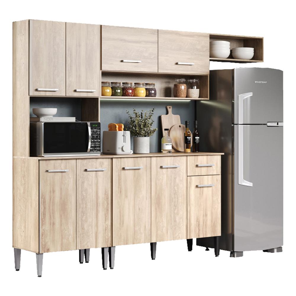 Armário Cozinha Compacta Arizona Smart Carraro - Carvalho