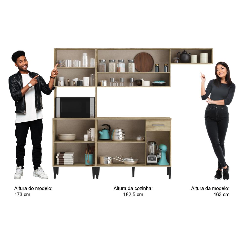 Armário Cozinha Compacta Arizona Smart Carraro - Carvalho