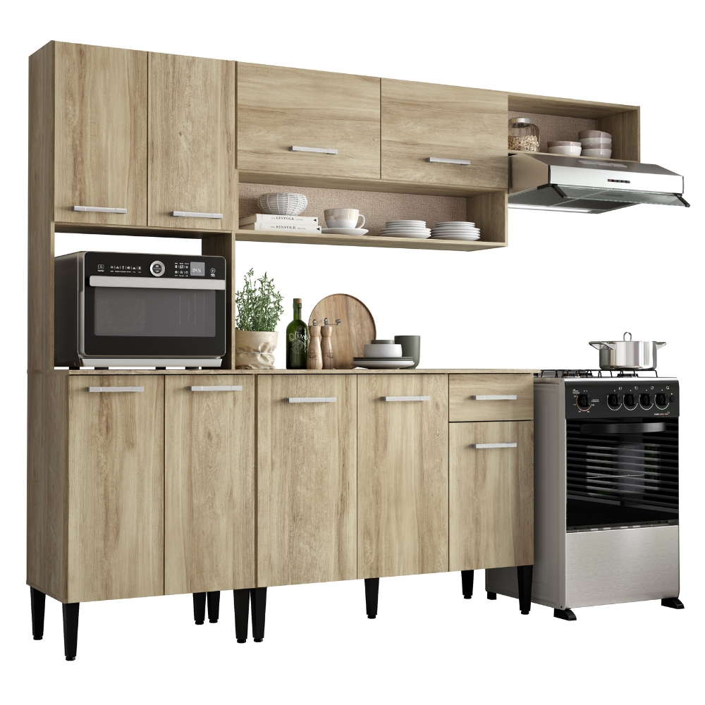 Armário Cozinha Compacta Arizona Smart Carraro - Carvalho