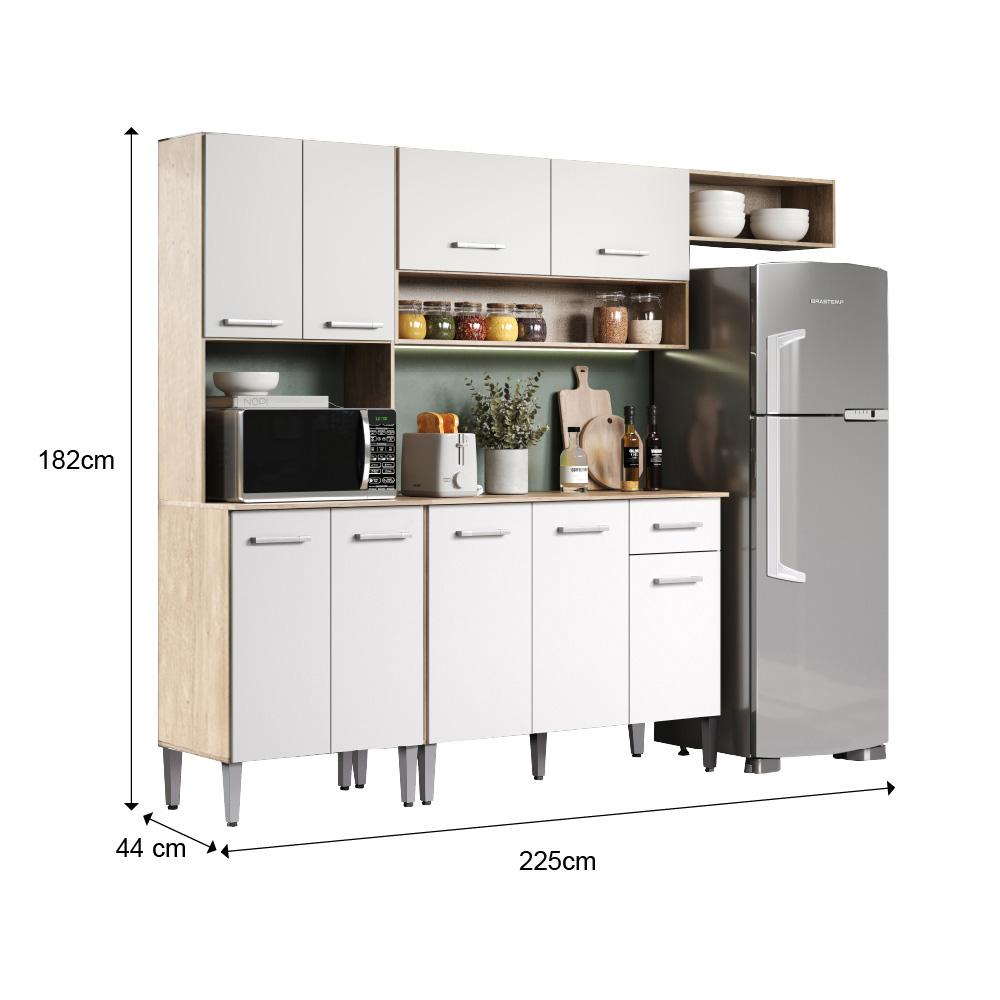 Armário Cozinha Compacta Arizona Smart Carraro - Carvalho/Branco