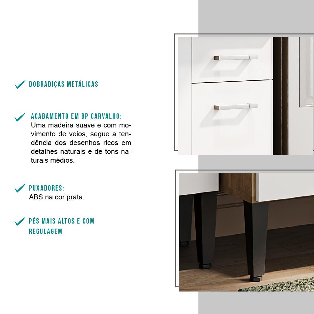 Armário Cozinha Compacta Arizona Smart Carraro - Carvalho/Branco