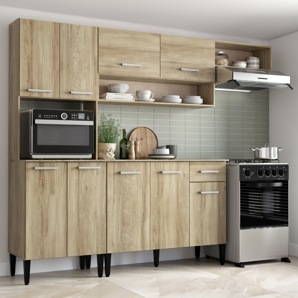 Armário Cozinha Compacta Arizona Smart Carvalho Carraro