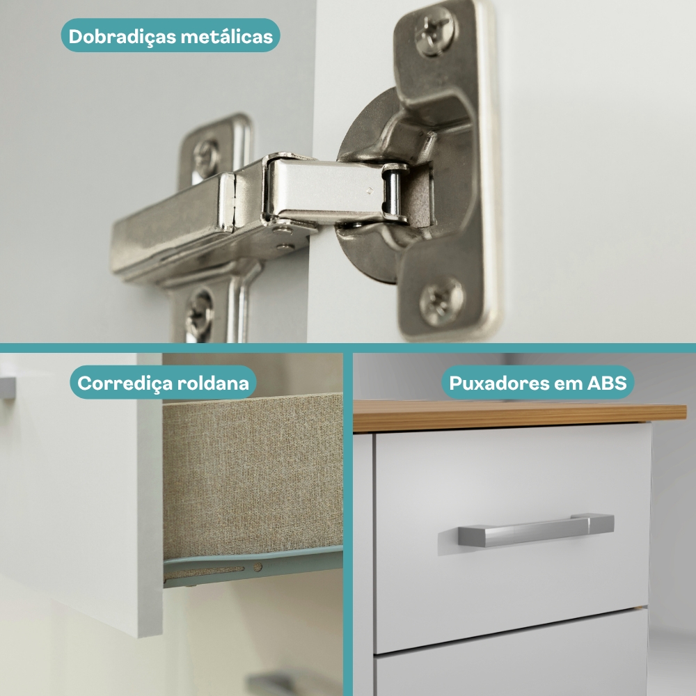 Armário Cozinha Compacta Arizona Smart Carvalho/Branco Carraro