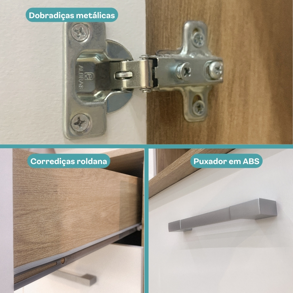 Armário Cozinha Compacta Arizona Smart Carvalho/Preto Carraro
