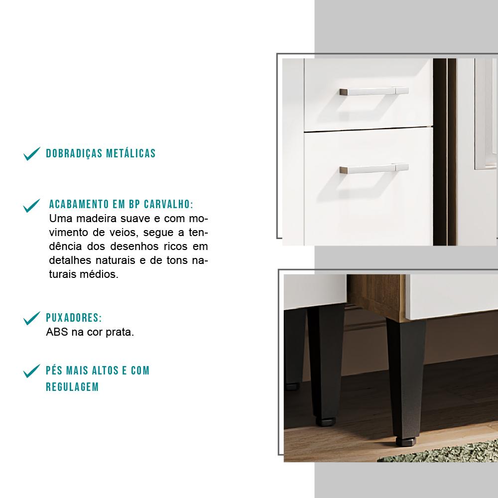 Armário Cozinha Compacta Arizona Tiny Carraro - Carvalho/Branco