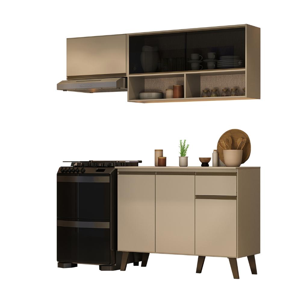 Armário de Cozinha Compacta Atlanta Kitch Carraro Amêndoa