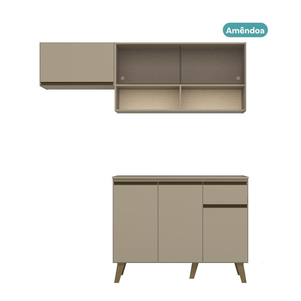 Armário de Cozinha Compacta Atlanta Kitch Carraro Amêndoa