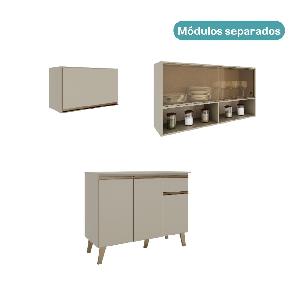 Armário de Cozinha Compacta Atlanta Kitch Carraro Amêndoa