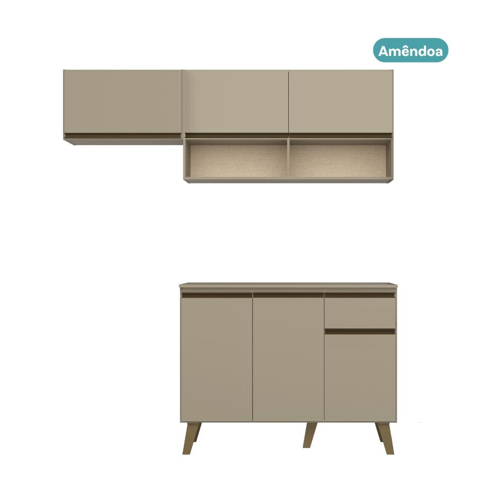 Armário de Cozinha Compacta Atlanta Petit Carraro Amêndoa