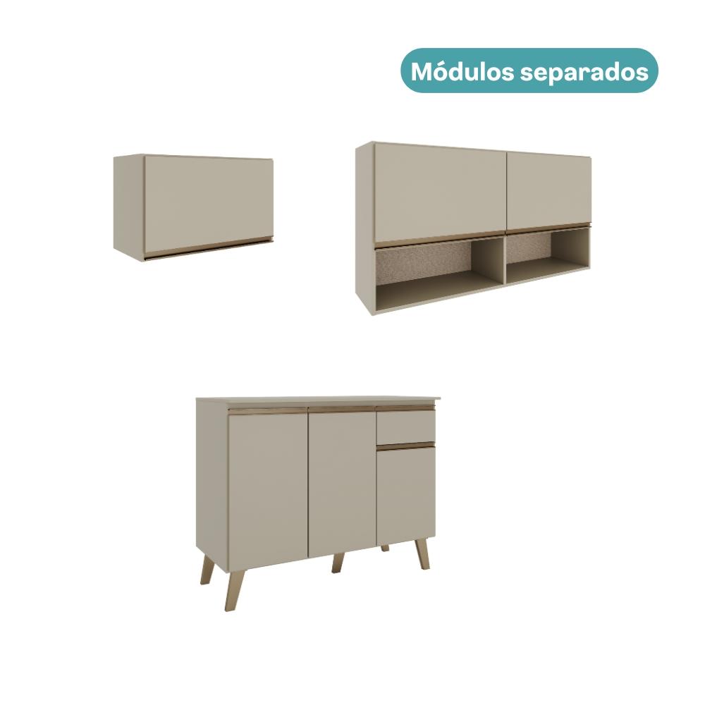 Armário de Cozinha Compacta Atlanta Petit Carraro Amêndoa