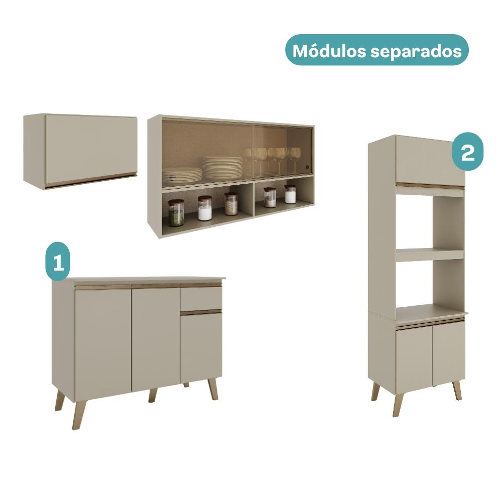 Armário de Cozinha Completa Atlanta Home Amêndoa