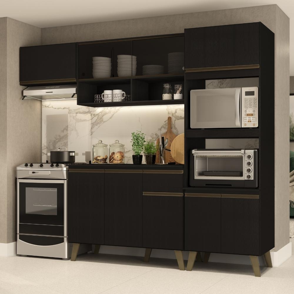 Armário de Cozinha Completa Atlanta Home Preto Touch