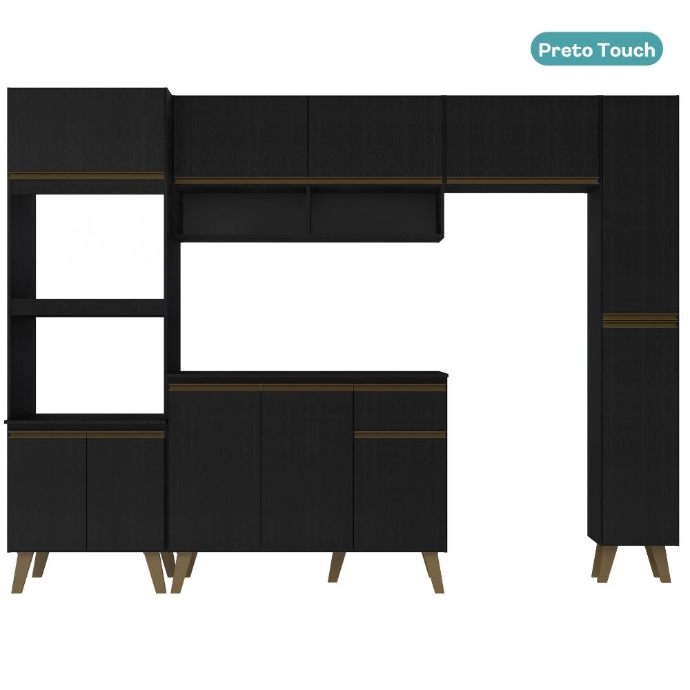 Armário de Cozinha Completa Atlanta Plus Preto Touch
