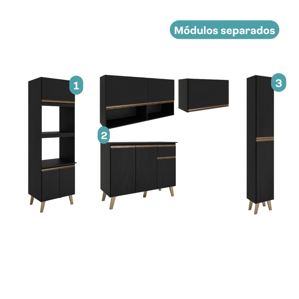 Armário de Cozinha Completa Atlanta Plus Preto Touch