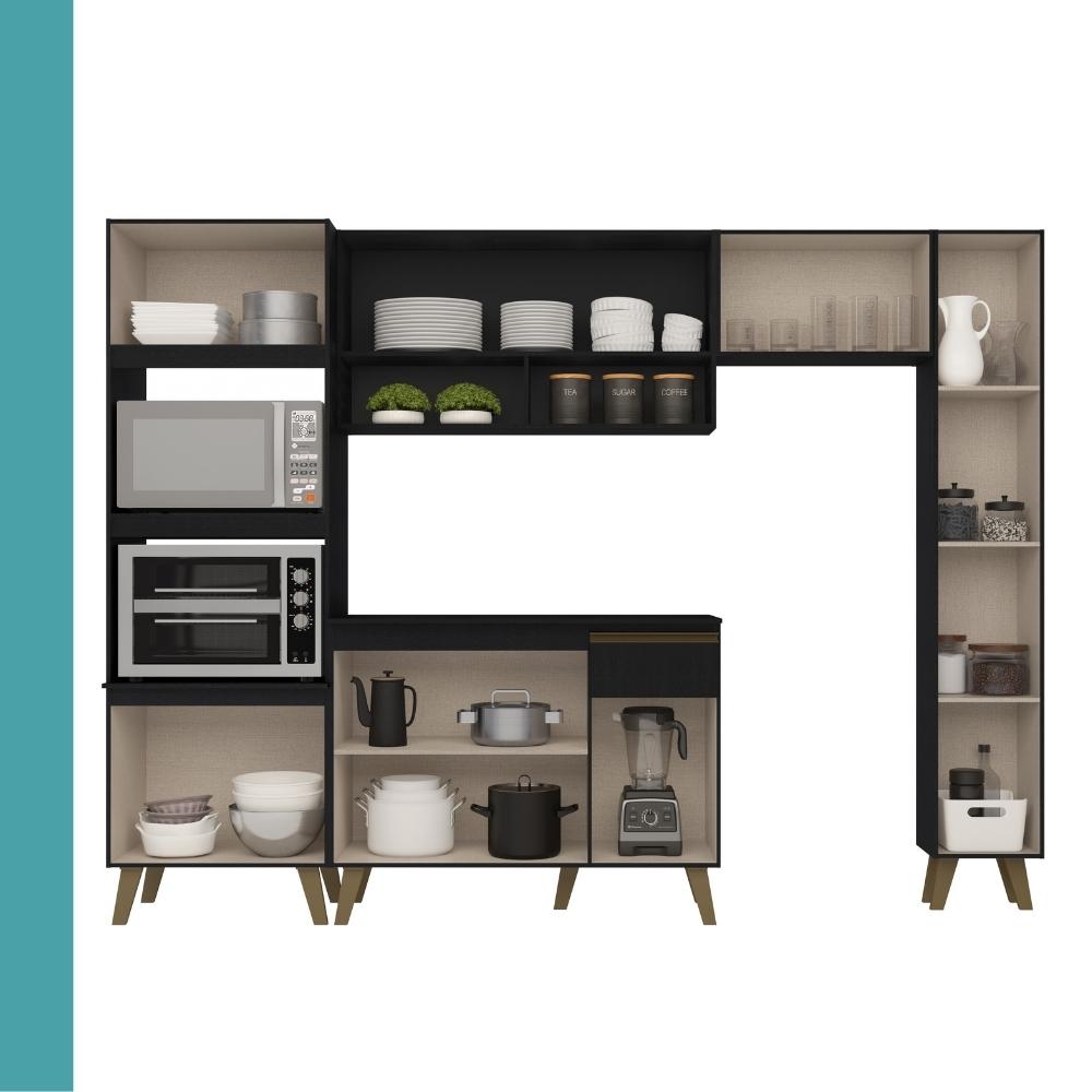 Armário de Cozinha Completa Atlanta Plus Preto Touch