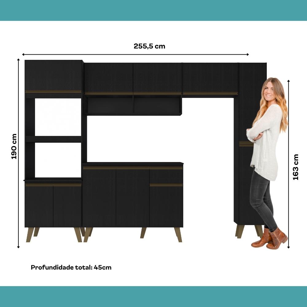 Armário de Cozinha Completa Atlanta Plus Preto Touch