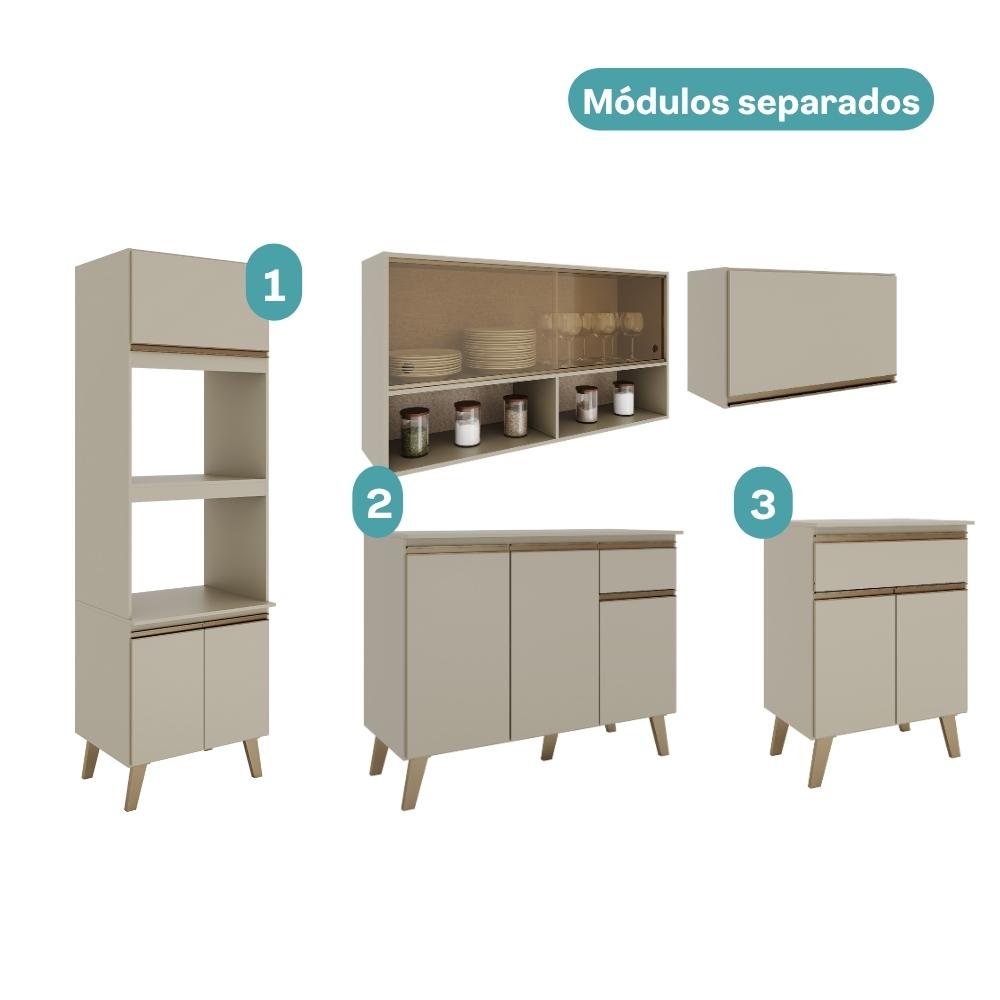 Armário de Cozinha Completa Atlanta Prime Amêndoa