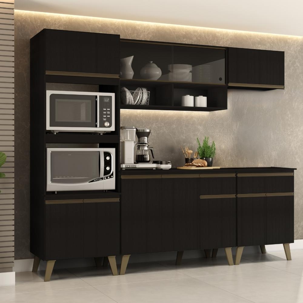Armário de Cozinha Completa Atlanta Prime Preto Touch