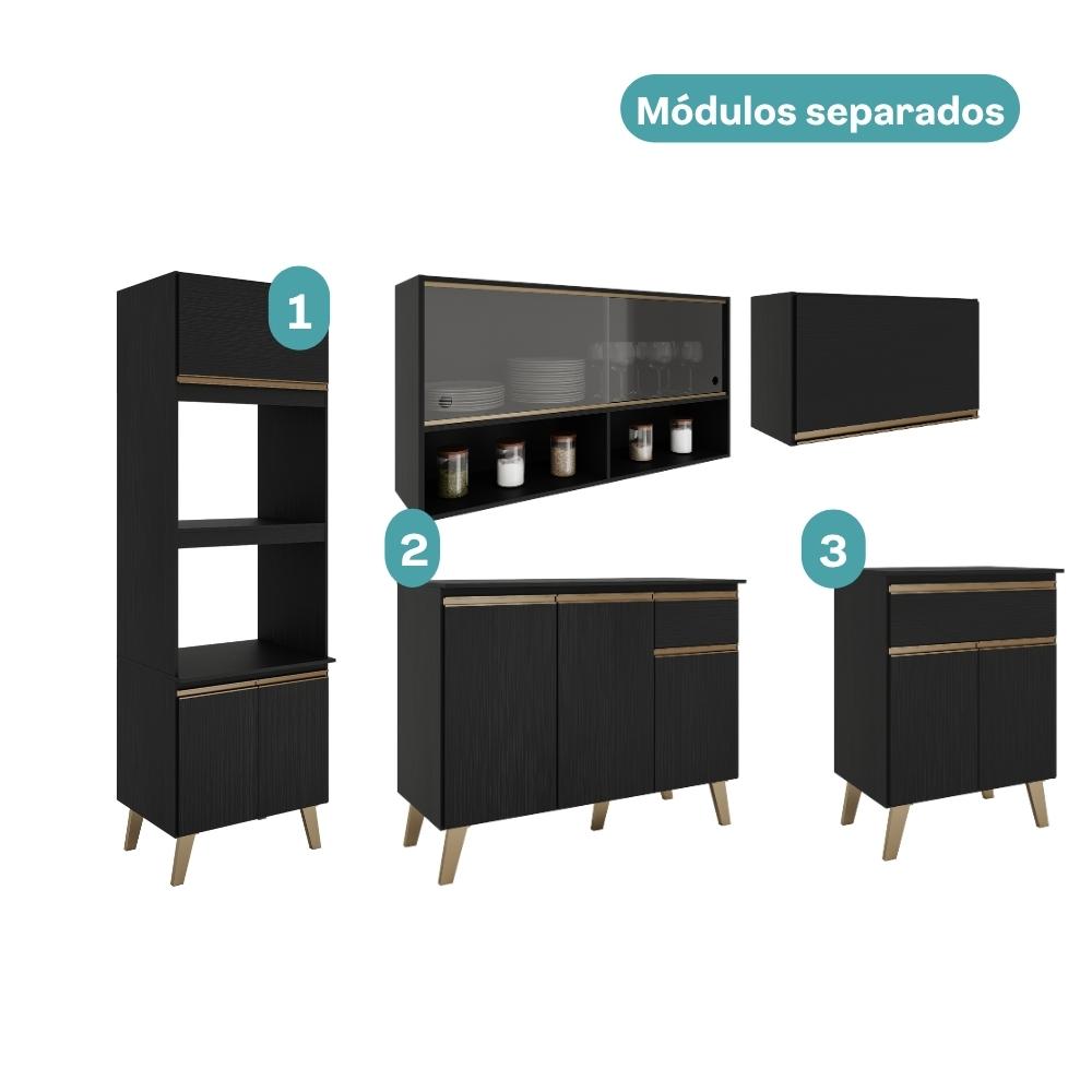 Armário de Cozinha Completa Atlanta Prime Preto Touch