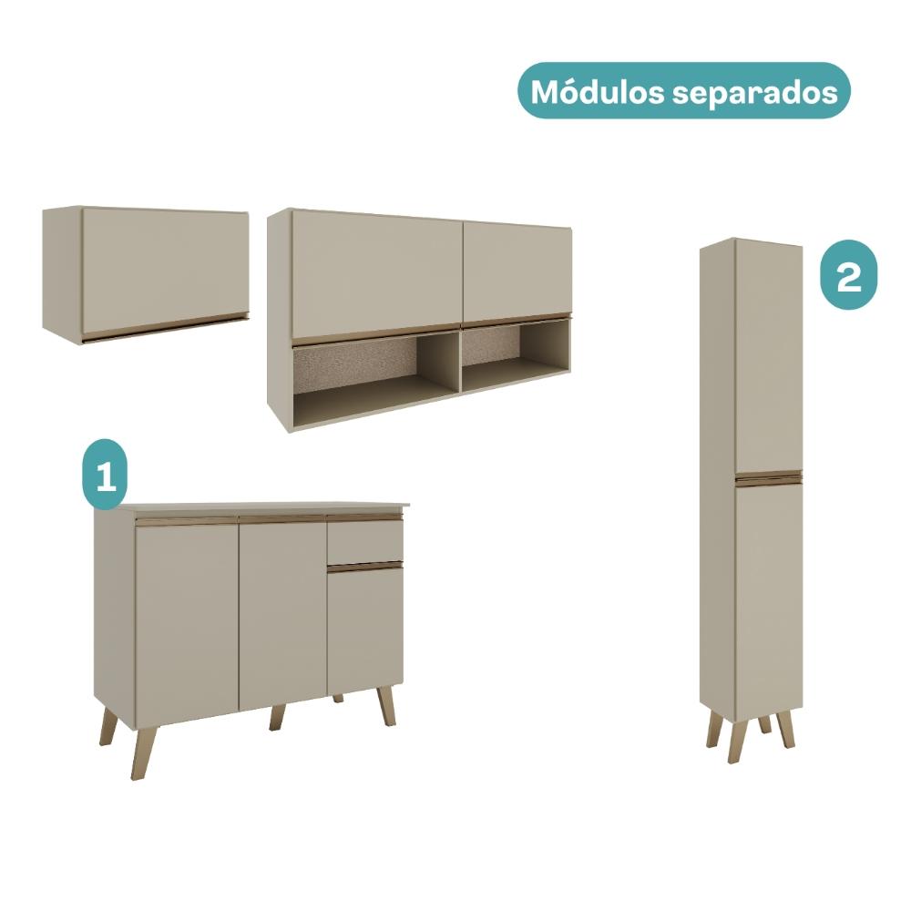 Armário de Cozinha Completa Atlanta Slim Amêndoa