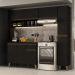 Armário de Cozinha Completa Atlanta Slim Preto Touch