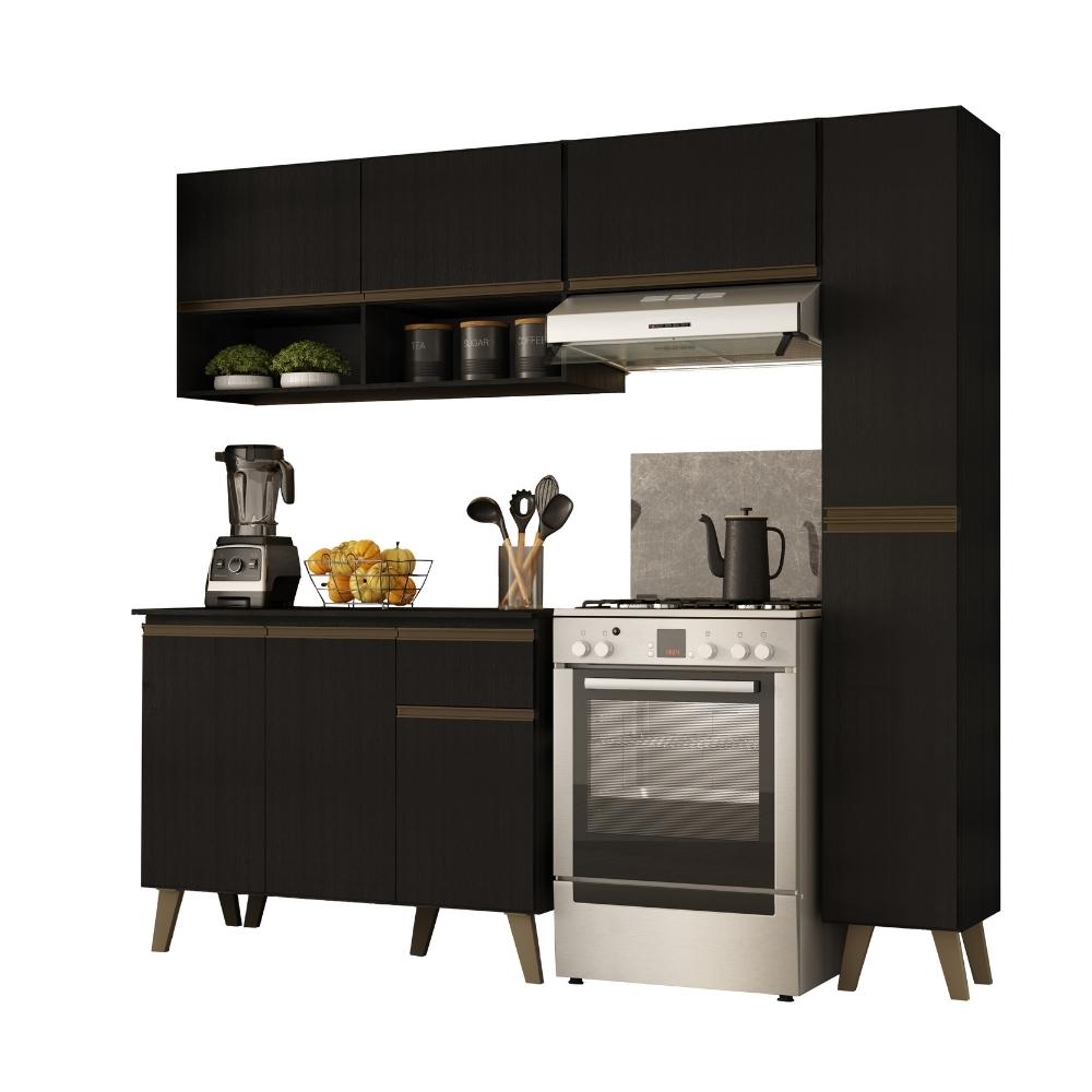 Armário de Cozinha Completa Atlanta Slim Preto Touch