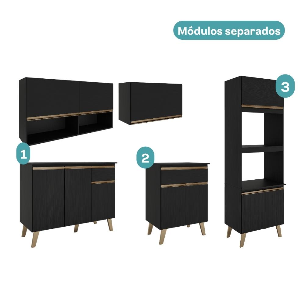 Armário de Cozinha Completa Atlanta Studio Preto Touch