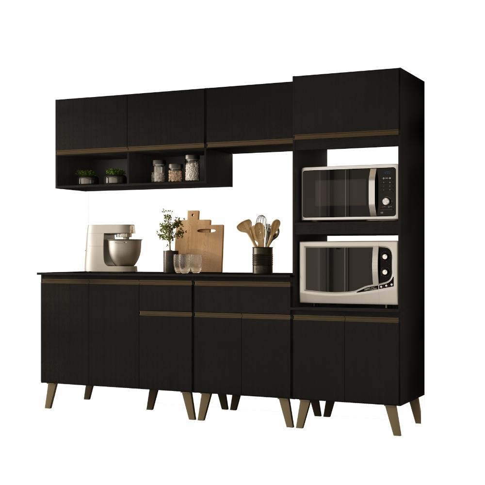 Armário de Cozinha Completa Atlanta Studio Preto Touch