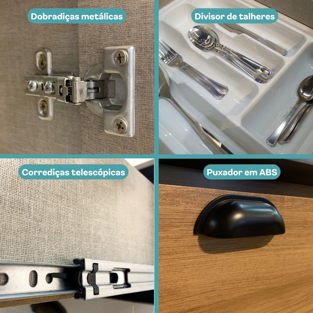 Armário de Cozinha Completa Lótus Slim Carraro Branco/Tit