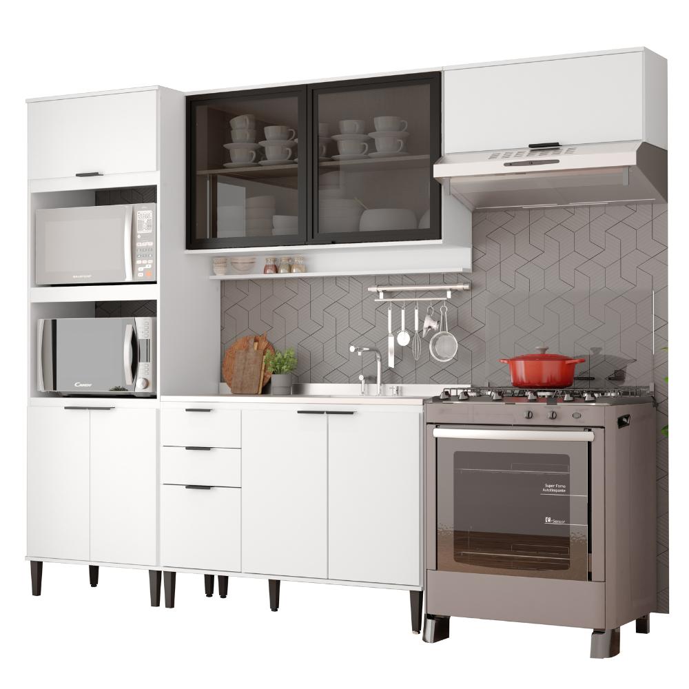 Armário de Cozinha Completa Miami Lux Carraro Branco