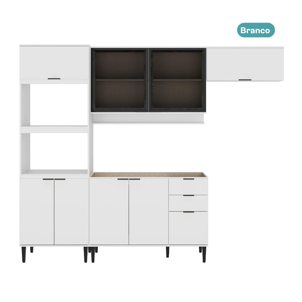 Armário de Cozinha Completa Miami Lux Carraro Branco