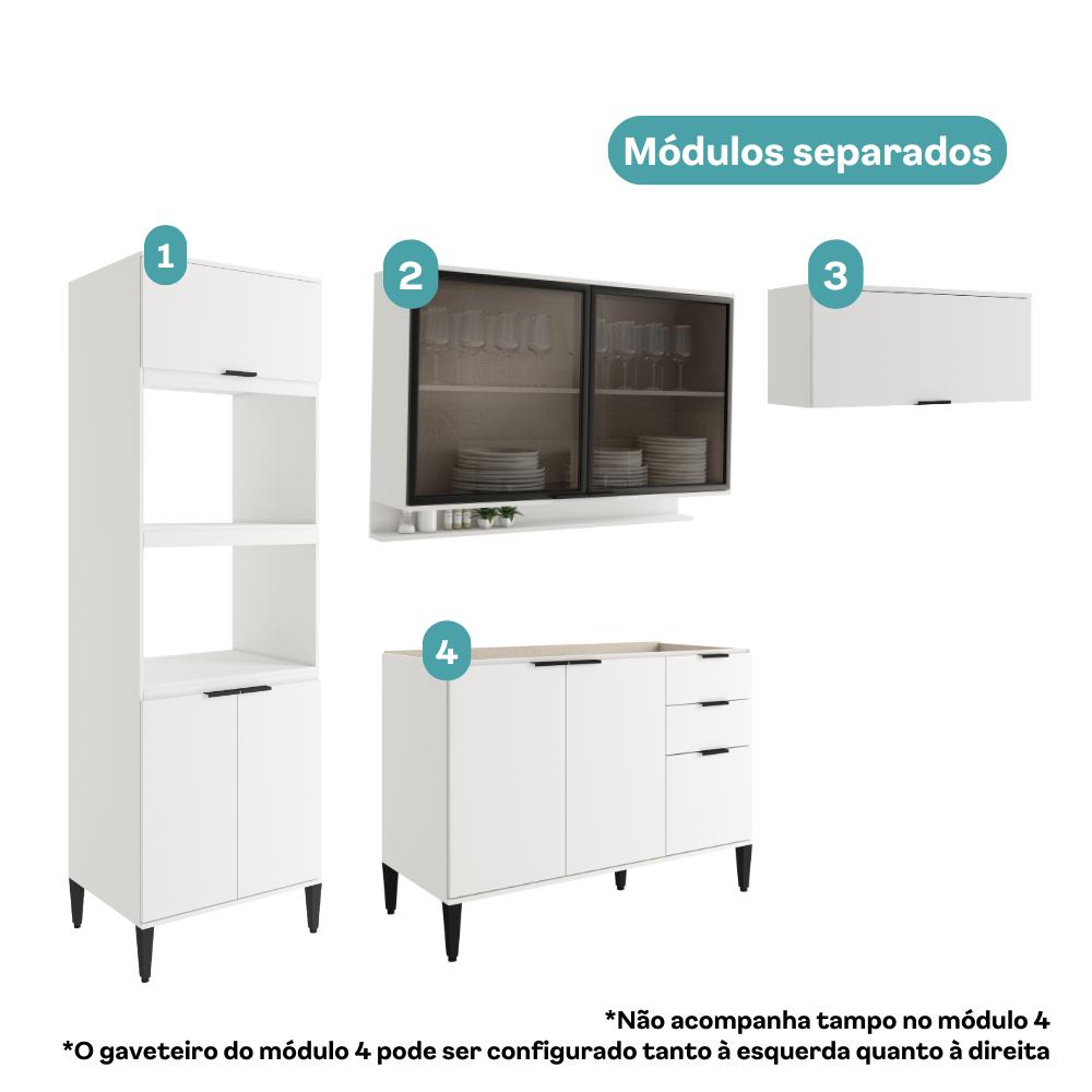 Armário de Cozinha Completa Miami Lux Carraro Branco