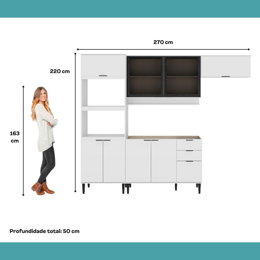 Armário de Cozinha Completa Miami Lux Carraro Branco