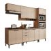 Armário de Cozinha Completa c Balcão Miami Box Carraro Off White c Freijó