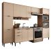 Armário de Cozinha Completa c Balcão Miami Pulse Carraro Off White c Freijó